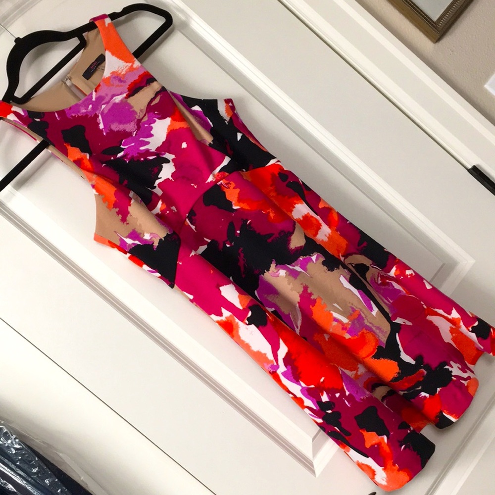 Trina Turk 4 Floral Print  Dress Pink Orange Tan Black